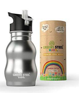 12 oz Reusable Kids Stainless Steel Water Bottle - Greens Steel